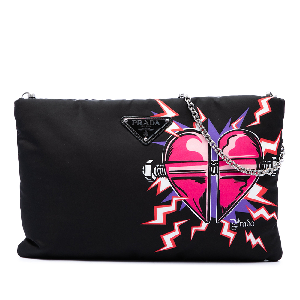 Pre-Loved Prada Universal Studios Tessuto Frankenstein Heart Chain Crossbody